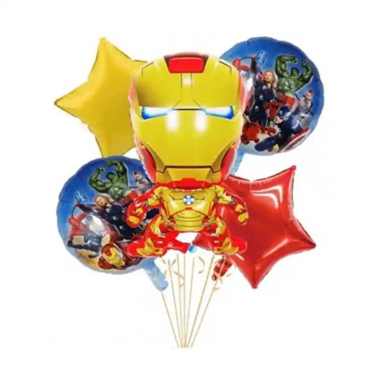 Decoración Globo Iron Man Estrellas Rojas Avengers X 5