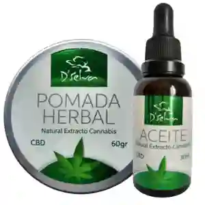 Aceite Natural Extracto De Cannabis Cbd 30 Ml + Pomada Hebal Extracto Cannabis 60 Gr