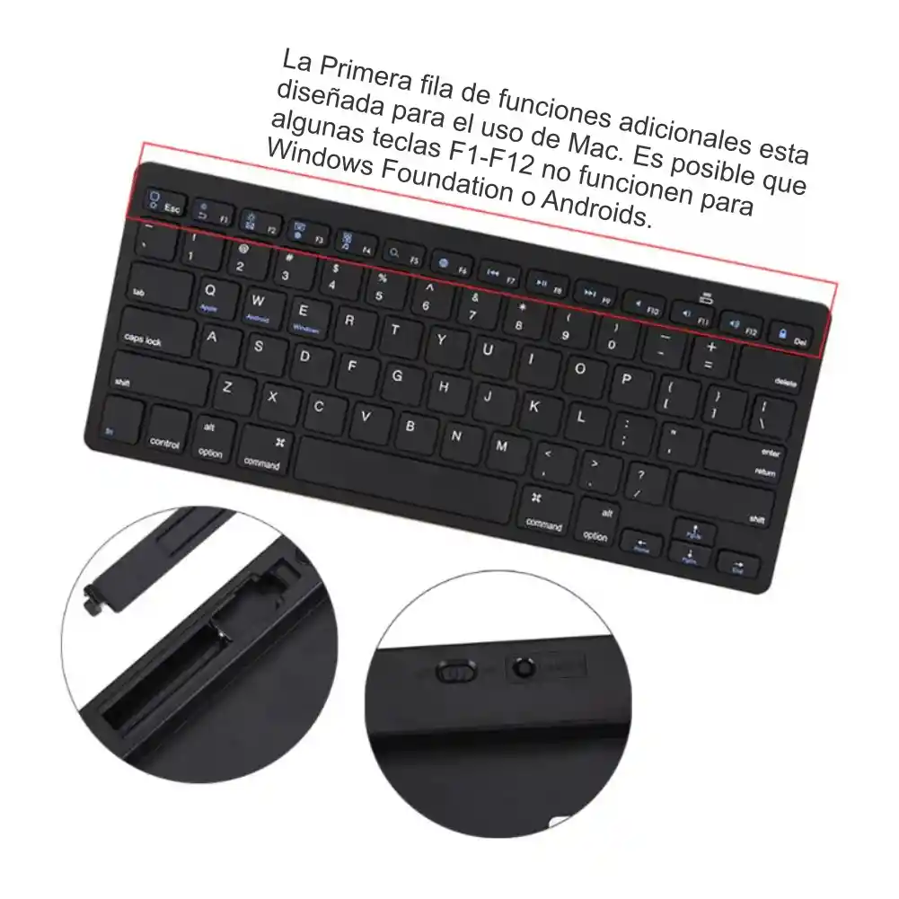 Mini Teclado Bluetooth 3.0 Para Ipad, Tablet, Movil Y Pc-negro