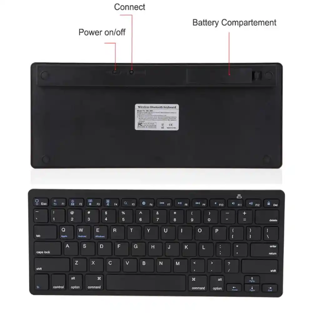 Mini Teclado Bluetooth 3.0 Para Ipad, Tablet, Movil Y Pc-negro
