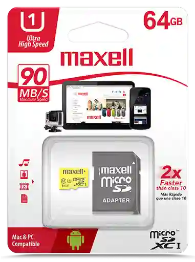 Maxell Memoria Microsd64Gb Sdxc Uhs-1 Con Adaptador Sd