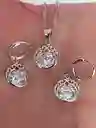 Juego Joyeria De Plata 925, Aretes Con Cadena Y Dije (jcd264)