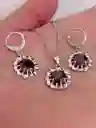 Juego Joyeria De Plata 925, Aretes Con Cadena Y Dije (jcd232)