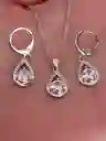 Juego Joyeria De Plata 925, Aretes Con Cadena Y Dije (jcd262)