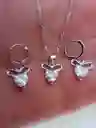 Juego Joyeria De Plata 925, Aretes Con Cadena Y Dije (jcd250)