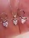 Juego Joyeria De Plata 925, Aretes Con Cadena Y Dije (jcd250)