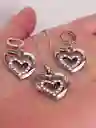 Juego Joyeria De Plata 925, Aretes Con Cadena Y Dije (jcd242)