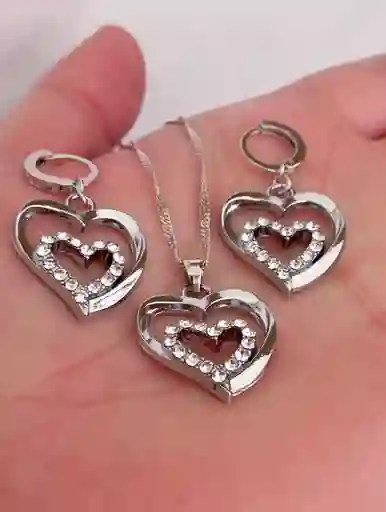 Juego Joyeria De Plata 925, Aretes Con Cadena Y Dije (jcd242)