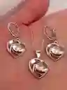 Juego Joyeria De Plata 925, Aretes Con Cadena Y Dije (jcd235)