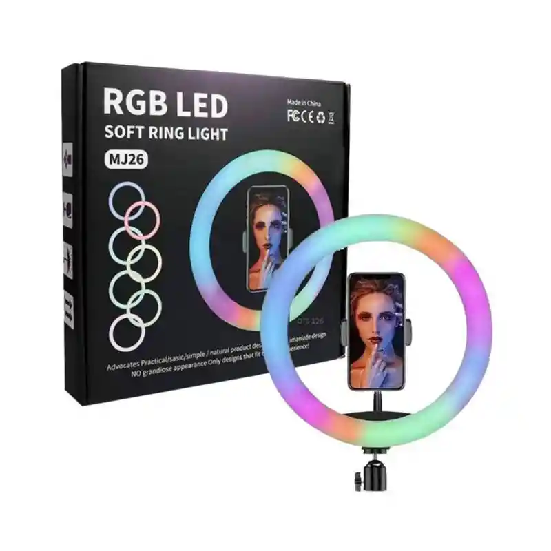 Aro Luz Rgb Led 26 Cm Profesional Multifunción + Trípode 2.10m