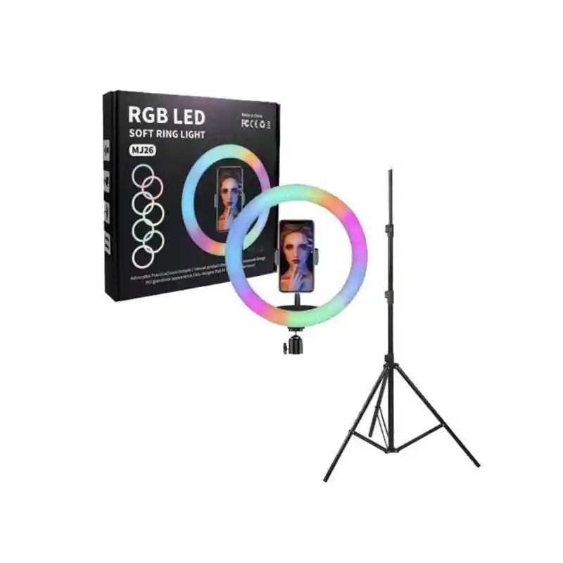 Aro Luz Rgb Led 26 Cm Profesional Multifunción + Trípode 2.10m