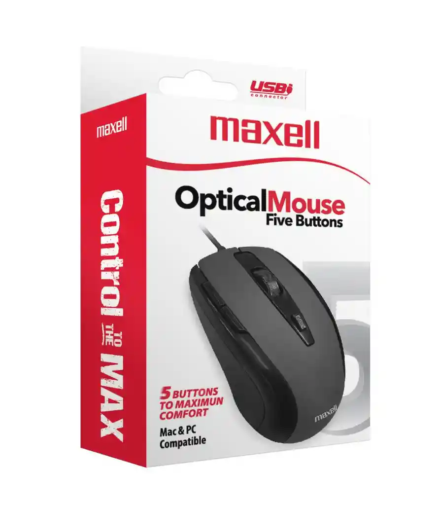 Maxell Mouse Optico5 Botones Mowr-105 Black