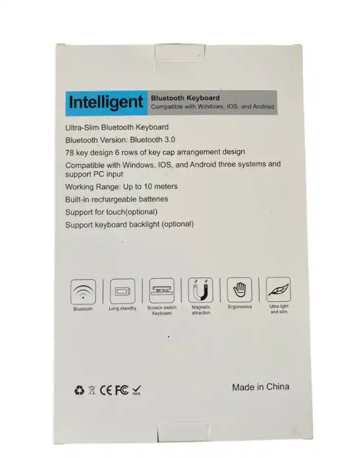 Teclado Inteligente Bluetooth Keyboard Negro - Compatible Con Windows, Ios Y Android.