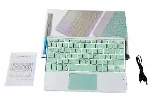 Teclado Inteligente Bluetooth Keyboard Blanco- Verde. Compatible Con Windows, Ios Y Android.