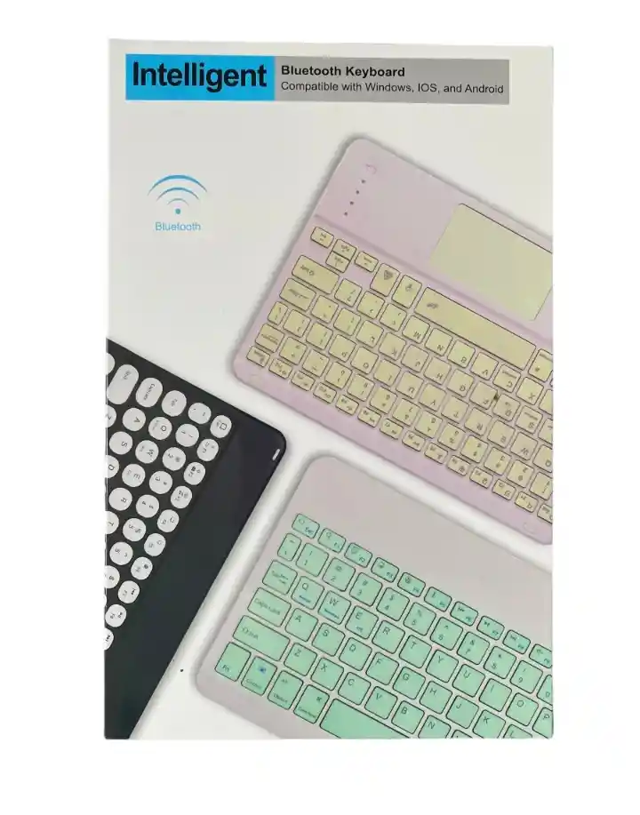 Teclado Inteligente Bluetooth Keyboard Blanco- Verde Oscuro. Compatible Con Windows, Ios Y Android.