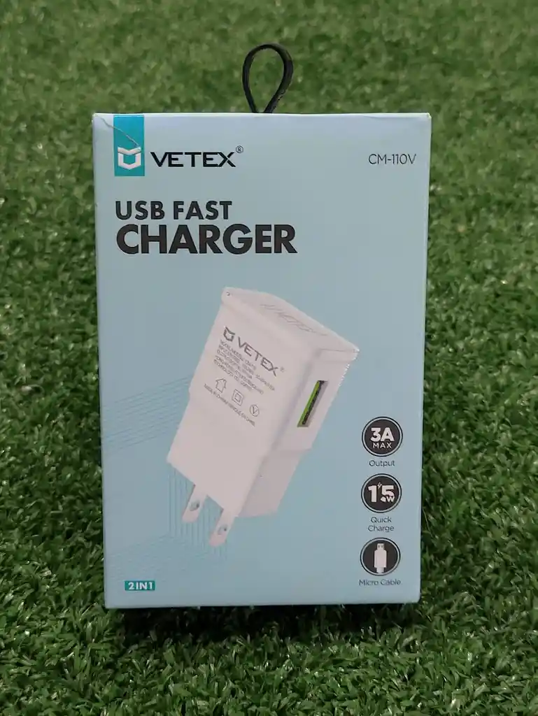 Cargador Completo 2 En 1 | V8 | 3a | Vetex | Excelente Calidad | Android | Carga Rapida