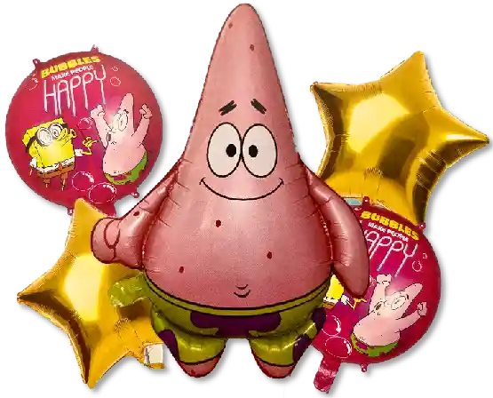 Globos Bouquet De Bombas Metalizados Patricio Amigo Bob Esponja