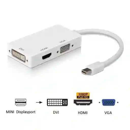 Adaptador 3 En 1 Mini Displayport A Hdmi, Vga, Dvi