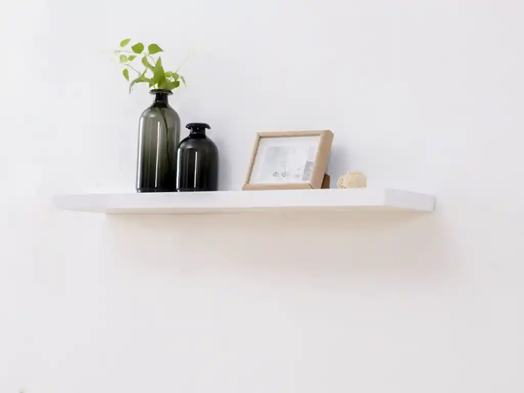 Repisa Flotante Moderna En Madera Resistente A La Humedad, Color Blanco, 10cm Fondo, 30cm Largo, Myp Company