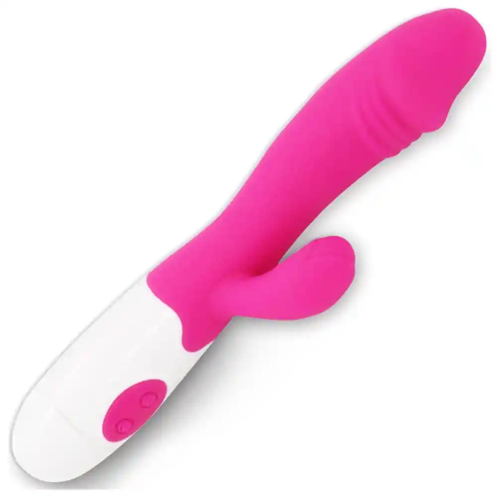 Vibrador Doble Bunny Puntog, Silicona. Baterías, Color Rosa