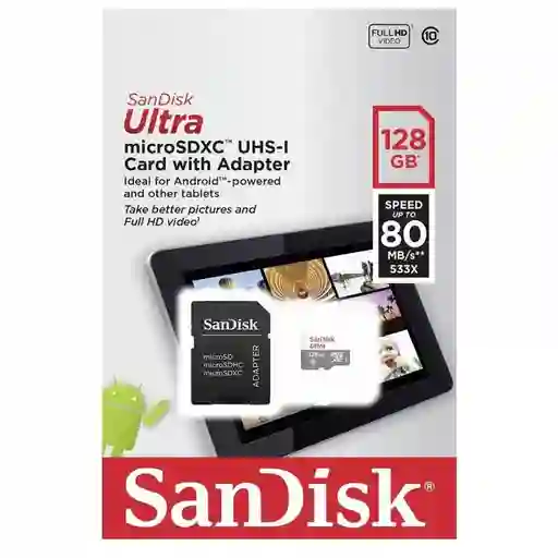 Sandisk Tarjeta De Memoriasdsquns-128G-Gn6Ta Ultra Con Adaptador Sd 128Gb