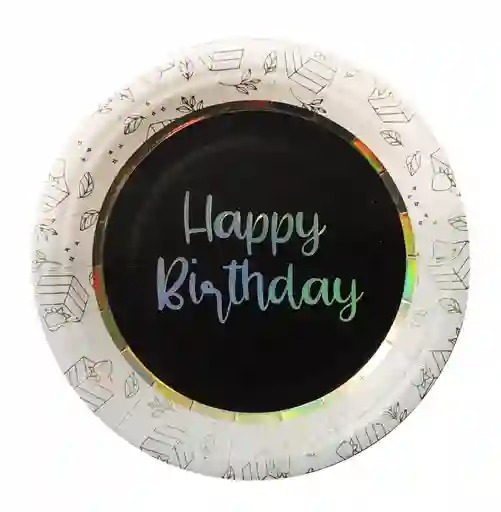 Platos 7 Pulgadas Biodegradables X 8 Unds Fiesta Happy Birthday Edición De Lujo