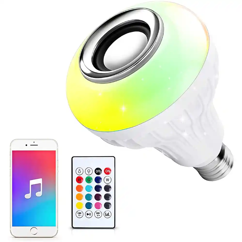 Bombillo Bluetooth Con Altavoz Luz Led Rgb + Control Remoto