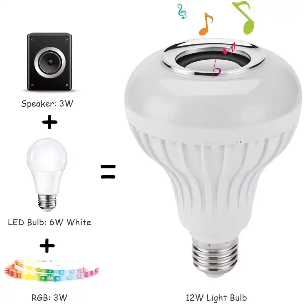 Bombillo Bluetooth Con Altavoz Luz Led Rgb + Control Remoto