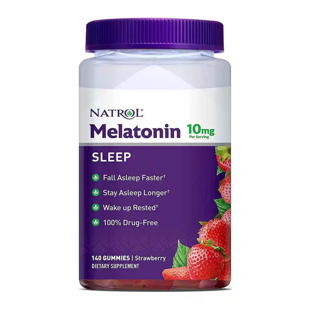 Natrol Melatonin En Gomas Sueño Prolongado Sabor A Fresa 10 Mg 140 Unidades