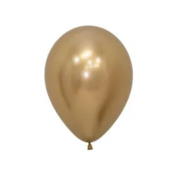 Paquete De Bombas / Globos Dorado Cromado X 12 Und