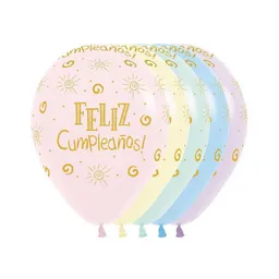 Paquete De Bombas / Globos Feliz Cumpleaños Pasteles Estampado X 12 Und