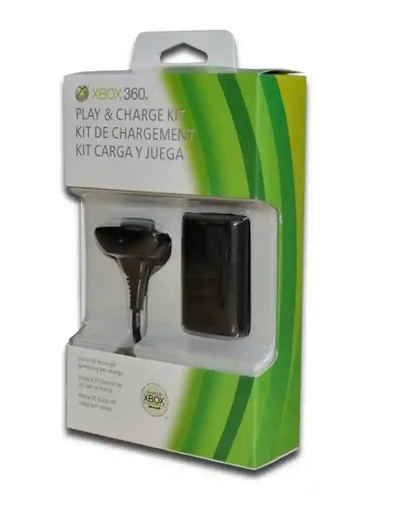 Xbox 360 Kit Carga Y Juega + 4800 Ni-mh Cargador Hasta 35h