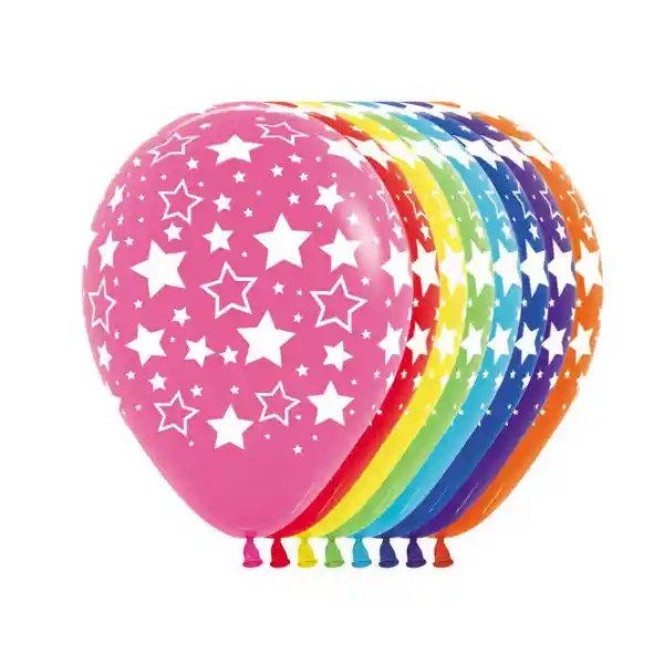 Paquete De Bombas / Globos Estrella Colorfull Estampado X 12 Und