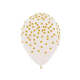 Paquete De Bombas / Globos Transparente Confetti Dorado Estampado X 12 Und