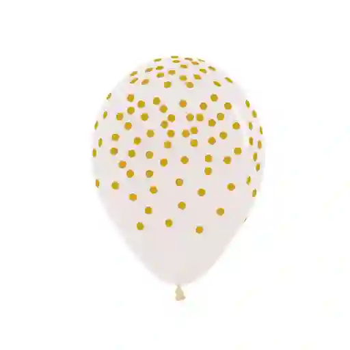 Paquete De Bombas / Globos Transparente Confetti Dorado Estampado X 12 Und