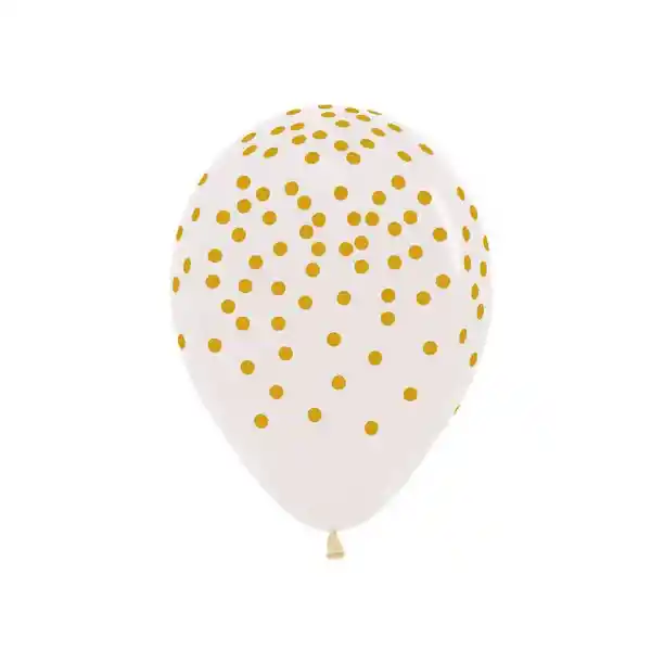 Paquete De Bombas / Globos Transparente Confetti Dorado Estampado X 12 Und