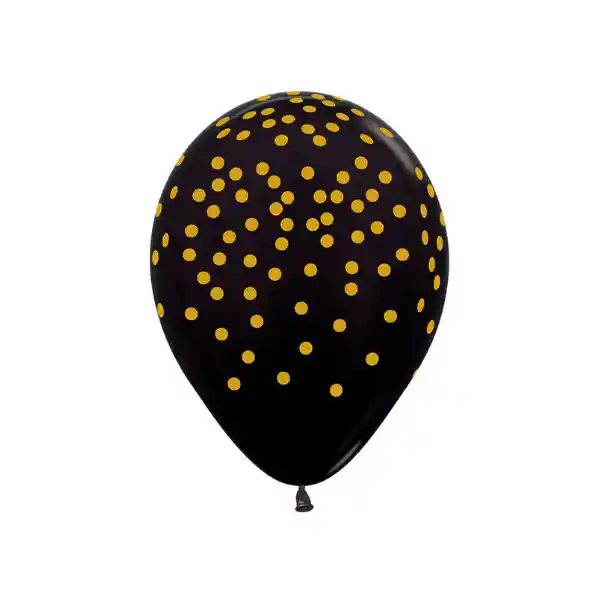 Paquete De Bombas / Globos Negros Confetti Dorado Estampado X 12 Und