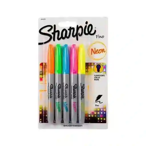 Estuche Marcador Sharpie Punta Fina En Tonos Neon X5 Surtidos