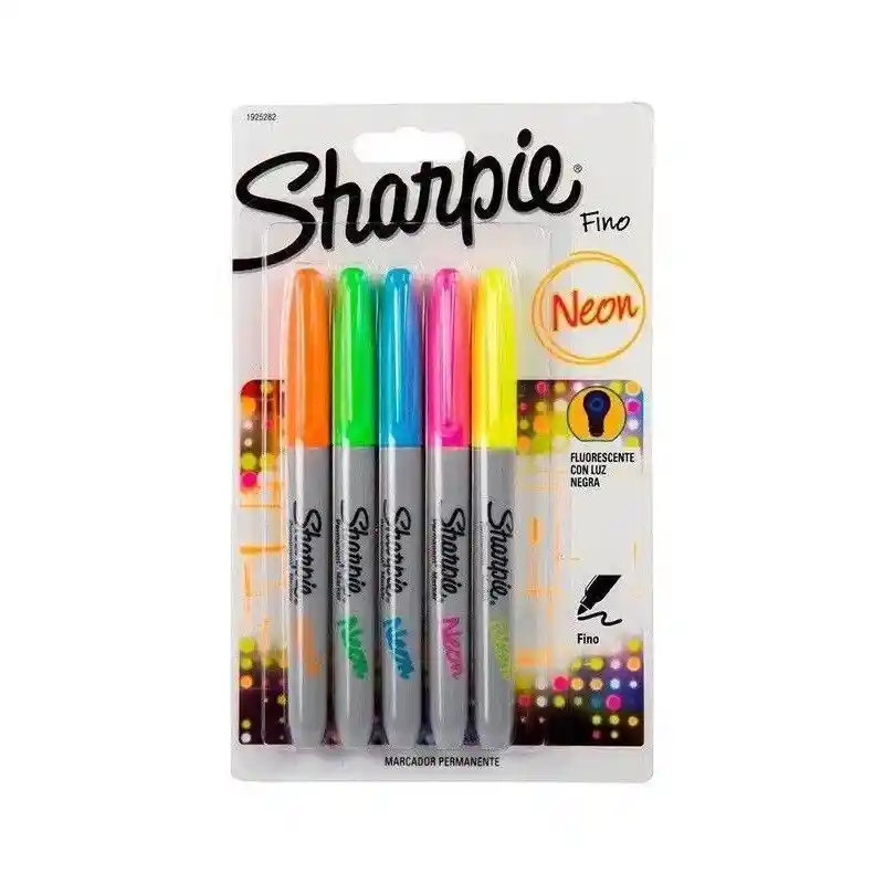 Estuche Marcador Sharpie Punta Fina En Tonos Neon X5 Surtidos