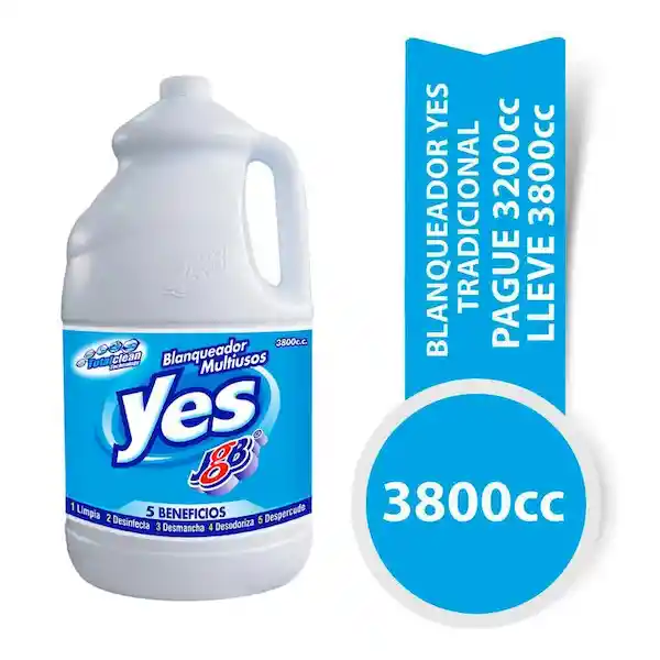 Oferta Blanqueador Yes Tradicional por 3800 ml