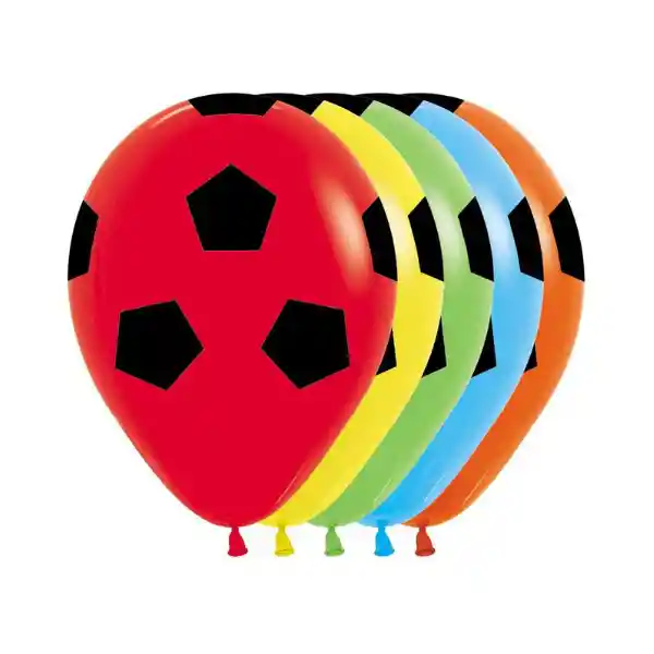 Paquete De Bombas / Globos Futbol Colores Estampado X 12 Und