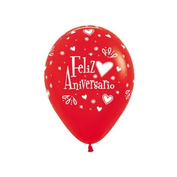 Paquete De Bombas / Globos Feliz Aniversario Estampado X 12 Und