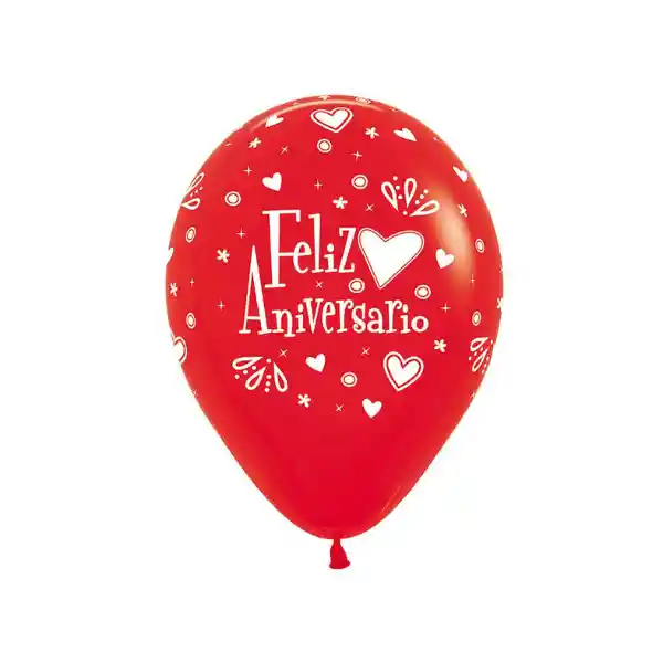 Paquete De Bombas / Globos Feliz Aniversario Estampado X 12 Und