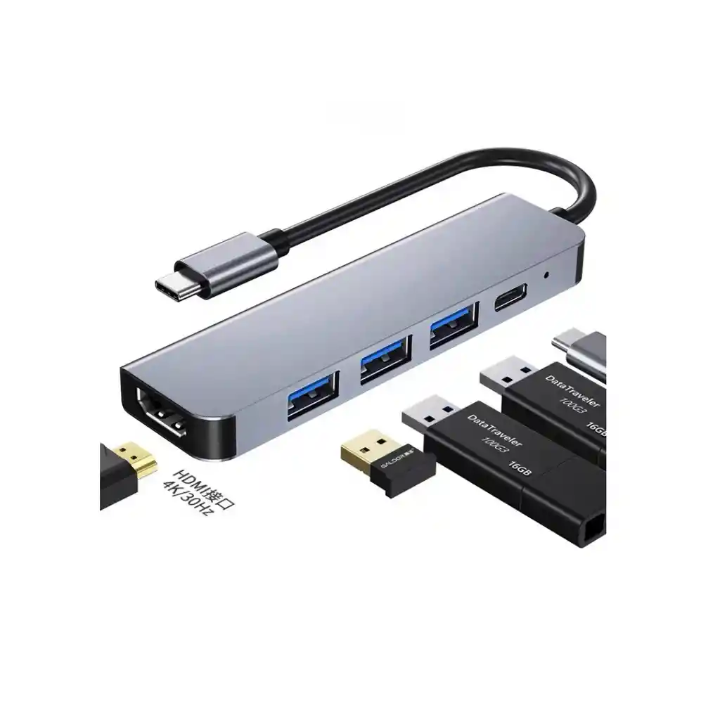 Adaptador Macbook Tipo C A Hdmi 3x Usb 3.0 Usb-c Hub 5 En 1