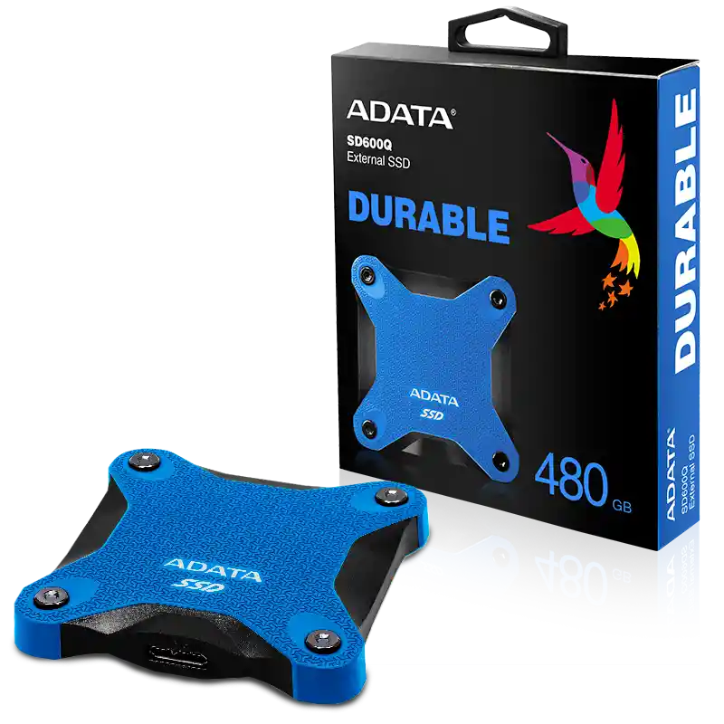 Adata Unidad Solida Externasd600Q 480Gb (Azul)