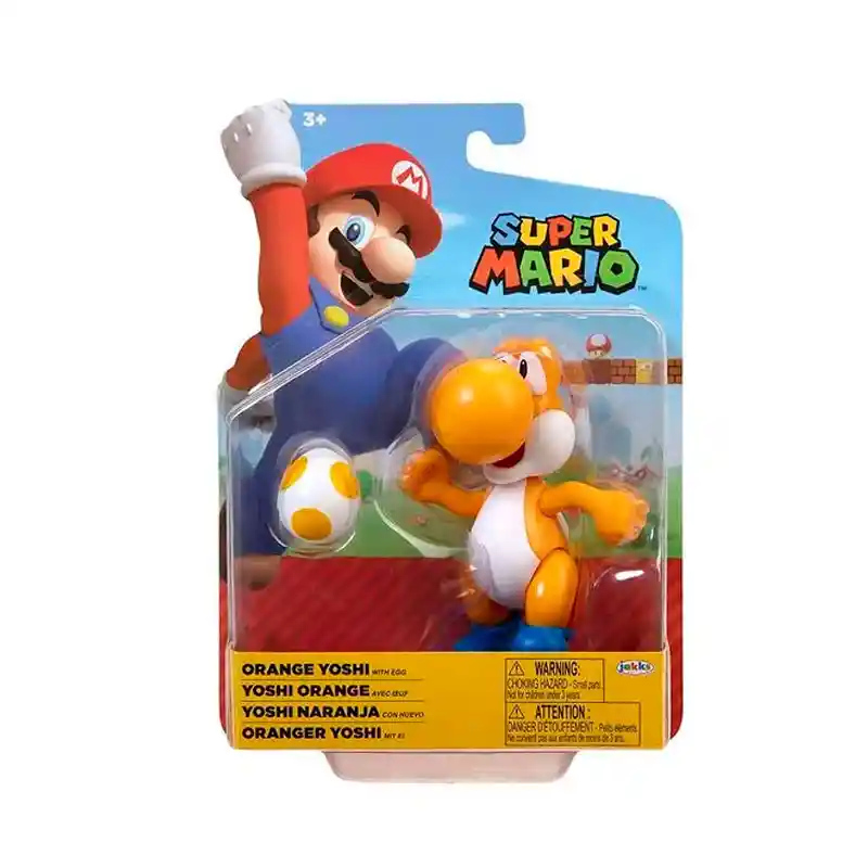 Figura Coleccionable Articulada Yoshi Naranja Con Huevo