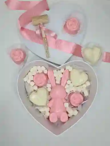 Caja Corazón Pequeño Conejo U Osito Teddy De Chocolate