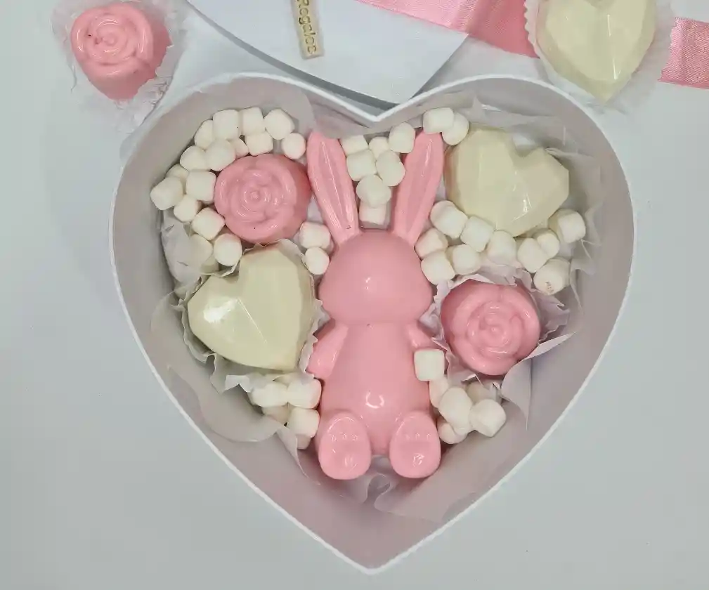 Caja Corazón Pequeño Conejo U Osito Teddy De Chocolate