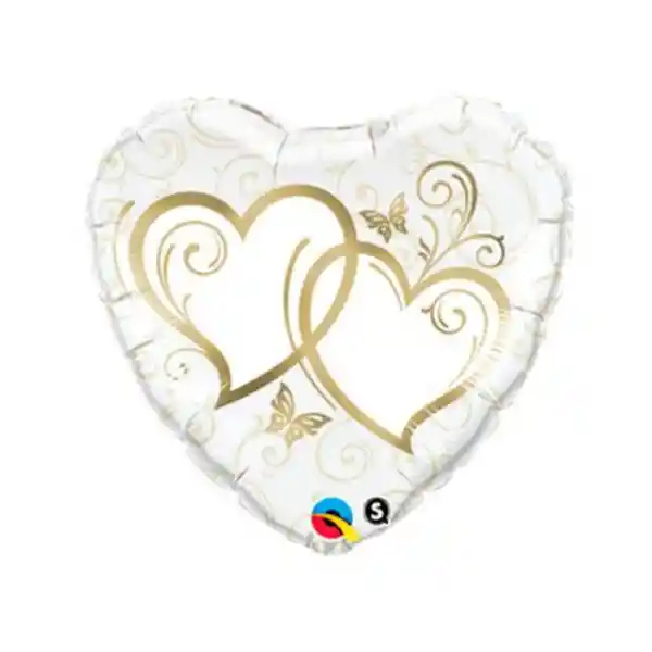 Globo Metalizado Corazon Gold Sin Inflar