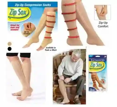 Medias De Compresión Zip Sox Anti Varices Y Circulacion (color Beige)